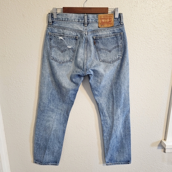 Levis | 505C Orange Tab Cropped Distressed Straight Leg Jeans Heat Stroke Sz 4 - Picture 2 of 15